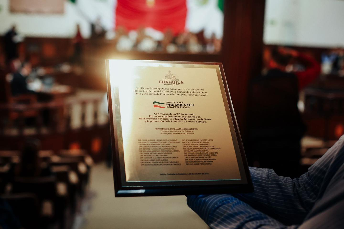Reconocimiento del H. Congreso del Estado de Coahuila al Museo por su XV Aniversario